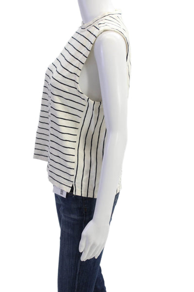 Madewell Womens Striped Shell Sweater White Black Cotton Size Large