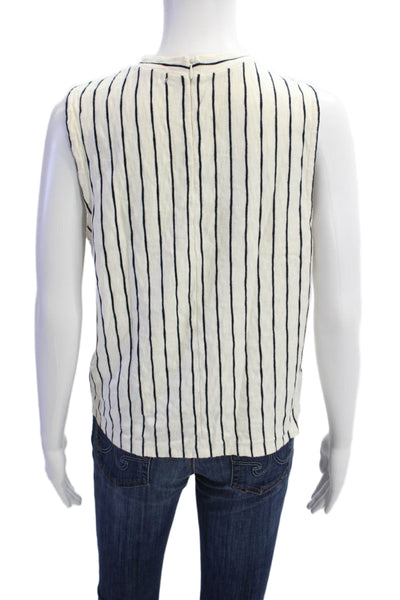 Madewell Womens Striped Shell Sweater White Black Cotton Size Large