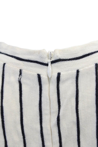 Madewell Womens Striped Shell Sweater White Black Cotton Size Large