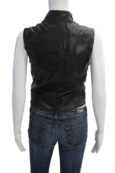 For Joseph Womens Leather Full Zipper Vest Jacket Black Size Extra Small