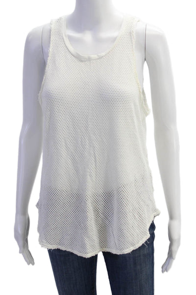 Electric & Rose Womens Perforated Sleeveless Tank Top White Size Small