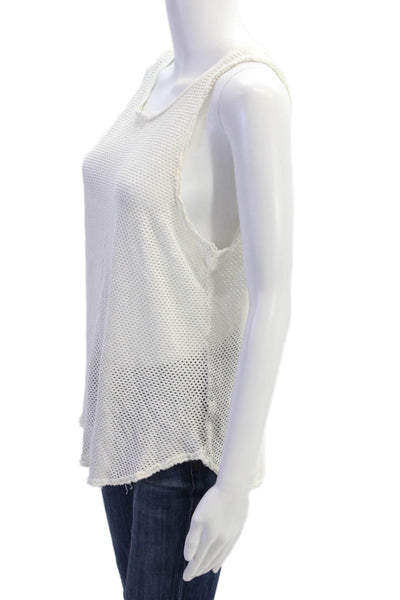 Electric & Rose Womens Perforated Sleeveless Tank Top White Size Small