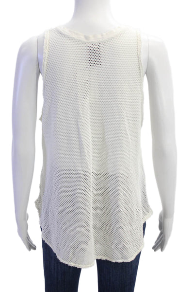 Electric & Rose Womens Perforated Sleeveless Tank Top White Size Small