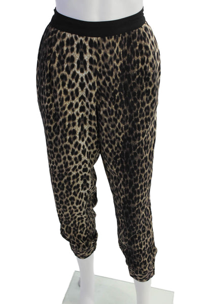 Topshop Womens Animal Print High Rise Harem Pants Brown Black Size 8
