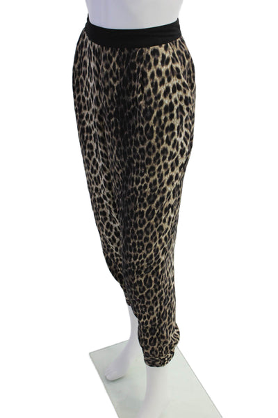 Topshop Womens Animal Print High Rise Harem Pants Brown Black Size 8