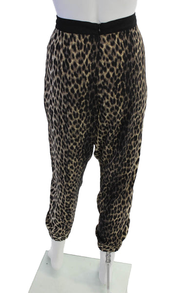 Topshop Womens Animal Print High Rise Harem Pants Brown Black Size 8