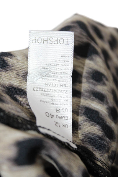 Topshop Womens Animal Print High Rise Harem Pants Brown Black Size 8