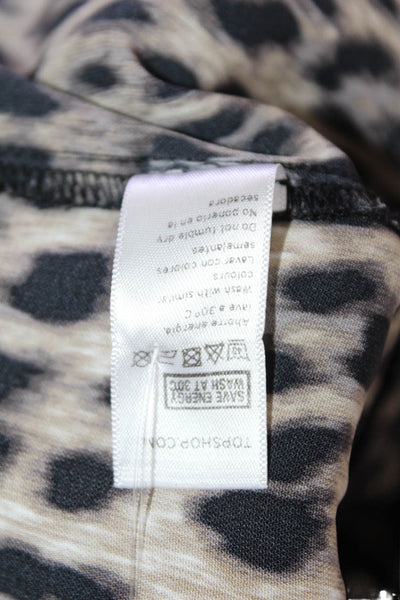 Topshop Womens Animal Print High Rise Harem Pants Brown Black Size 8