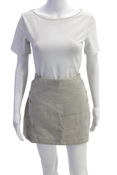 Ted Baker London Womens Button Sides Faux Wrap Mini Skirt Grey Size 3