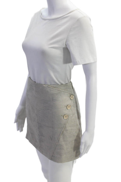 Ted Baker London Womens Button Sides Faux Wrap Mini Skirt Grey Size 3