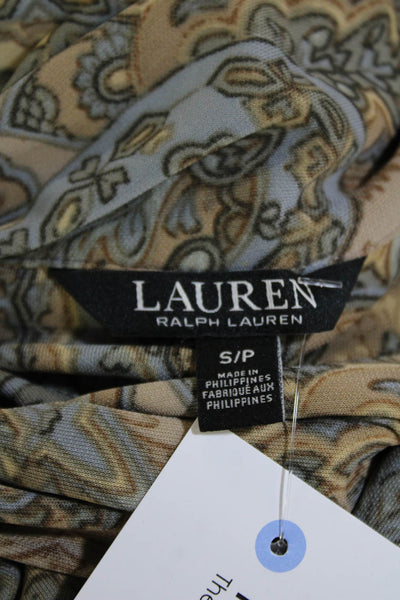 Lauren Ralph Lauren Womens Paisley V-Neck Long Sleeve Blouse Brown Size S