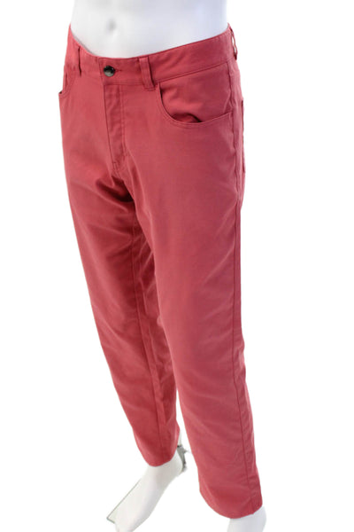 Peter Millar Mens Crown Sports Flat Front Straight Leg Pants Red Size 33x32