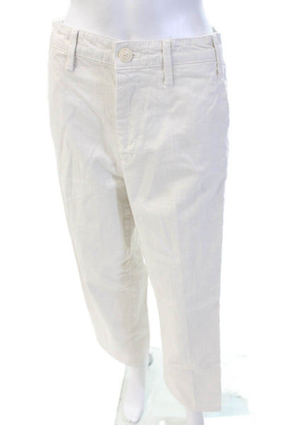Zara Womens High Rise Zip Up Wide Leg Jeans Cement White Cotton Size 6