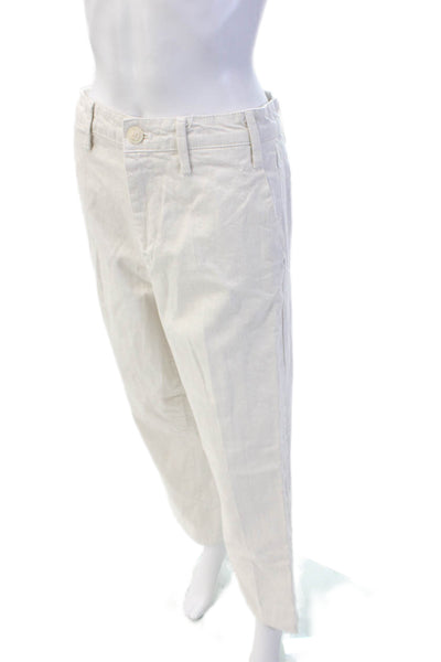 Zara Womens High Rise Zip Up Wide Leg Jeans Cement White Cotton Size 6