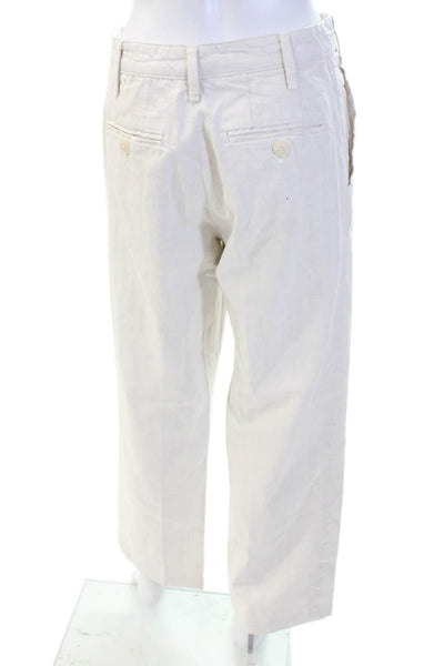 Zara Womens High Rise Zip Up Wide Leg Jeans Cement White Cotton Size 6