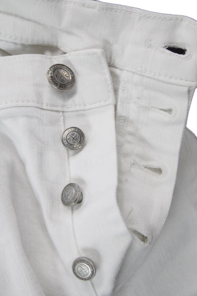 Zara Woman Womens Cotton Distressed Five Pocketed Capri Jeans White Size 8