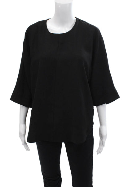 Banana Republic Womens Short Sleeve Round Neck Open Back Top Black Size M