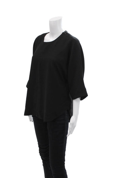 Banana Republic Womens Short Sleeve Round Neck Open Back Top Black Size M