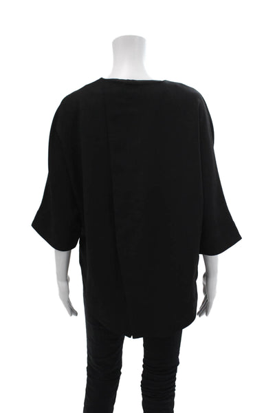 Banana Republic Womens Short Sleeve Round Neck Open Back Top Black Size M