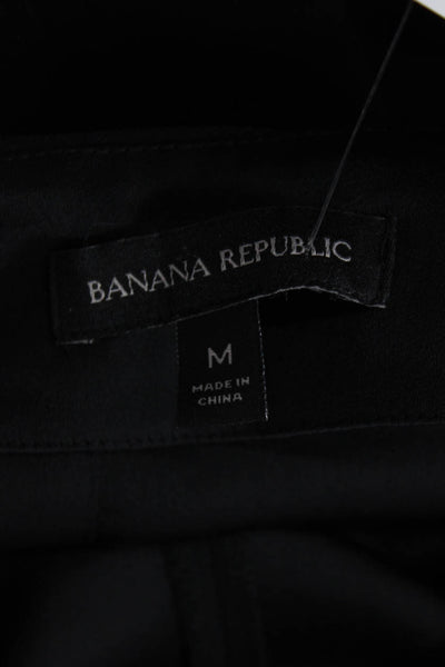Banana Republic Womens Short Sleeve Round Neck Open Back Top Black Size M