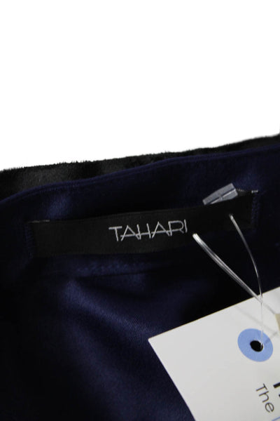 Tahari Womens Satin Long Sleeve Buttoned Colorblocked Top Blue Size S