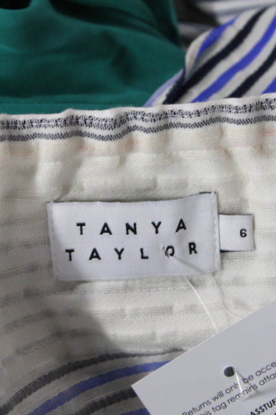 Tanya Taylor Womens Cotton Sleeveless Striped Print Layered Top White Size 6