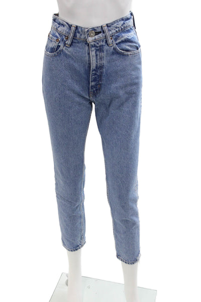Moussy Womens Cotton Medium Wash High-Rise Skinny Jeans Blue Size 24