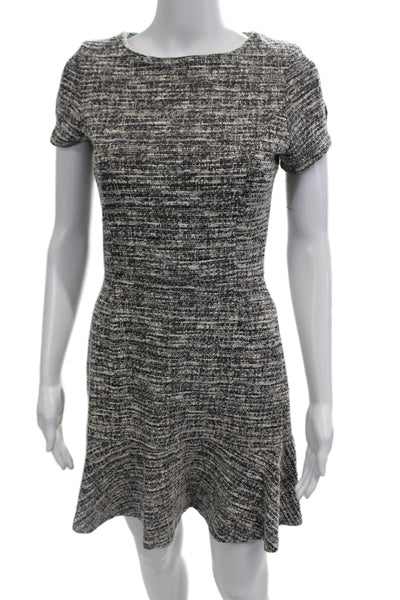 Aqua Womens Tweed Short Sleeves Sweater Dress Black Gold Cotton Size Medium