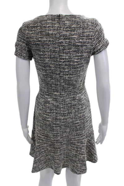 Aqua Womens Tweed Short Sleeves Sweater Dress Black Gold Cotton Size Medium