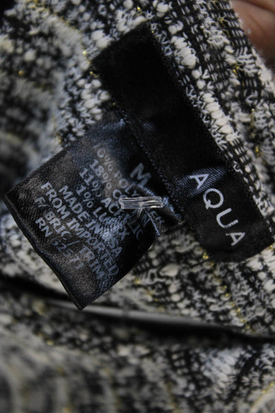 Aqua Womens Tweed Short Sleeves Sweater Dress Black Gold Cotton Size Medium