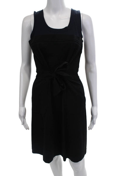 Theory Womens Sleeveless A Line Belted Wakely Dress Black Navy Blue Size 8