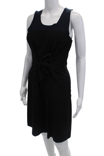 Theory Womens Sleeveless A Line Belted Wakely Dress Black Navy Blue Size 8