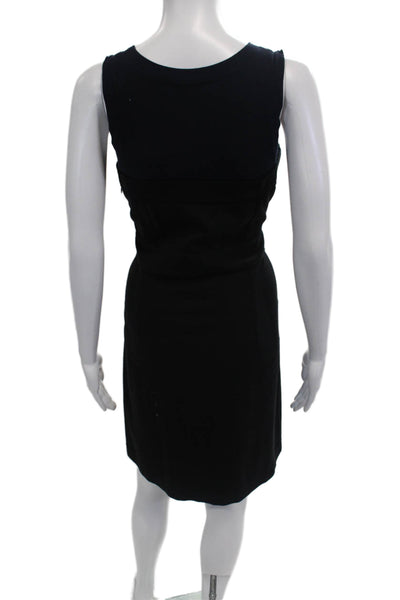Theory Womens Sleeveless A Line Belted Wakely Dress Black Navy Blue Size 8