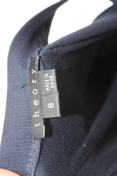 Theory Womens Sleeveless A Line Belted Wakely Dress Black Navy Blue Size 8