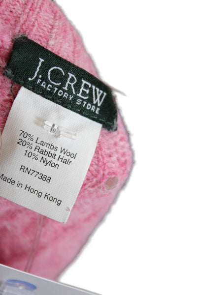 J Crew Womens Cable Knit Crew Neck Long Sleeves Sweater Pink Wool Size Medium