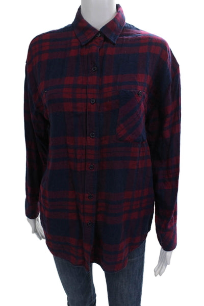 Rails Womens Plaid Button-Down Top Red Size S