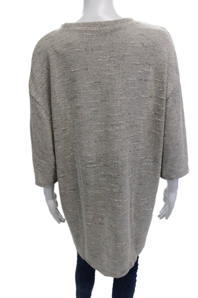 Zara Womens Woven Short Sleeves Sweater Beige Cotton Size Large