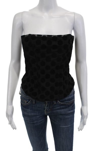 MNG Womens Polka Dot Strapless Corset Blouse Black Size Large
