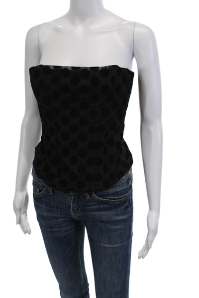 MNG Womens Polka Dot Strapless Corset Blouse Black Size Large