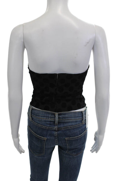 MNG Womens Polka Dot Strapless Corset Blouse Black Size Large