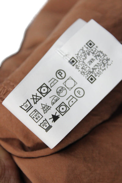 Zara Womens High Rise Drawstring Waist Straight Leg Pants Brown Size Large