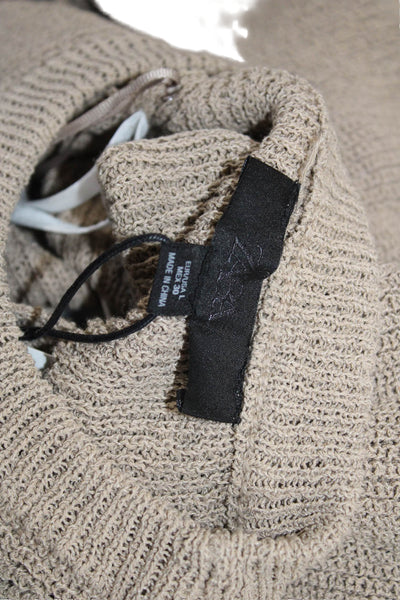 Zara Womens Sleeveless Sweater Dress Beige White Cotton Size Large
