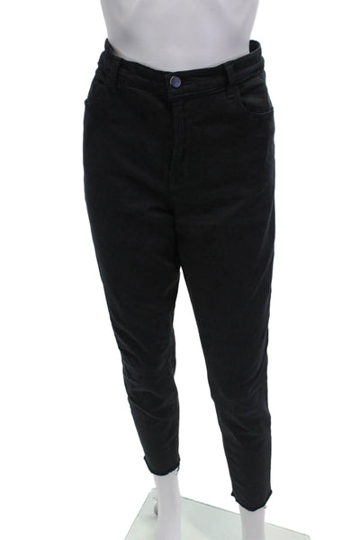 J Brand Womens High Rise Raw Hem Crop Alana Jeans Black Cotton Size 31