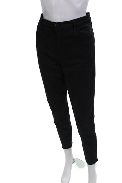 J Brand Womens High Rise Raw Hem Crop Alana Jeans Black Cotton Size 31