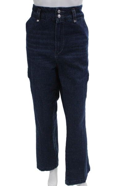 Paige Womens Dion Cargo Wide Leg Gracie Lou Jeans Blue Cotton Size 32