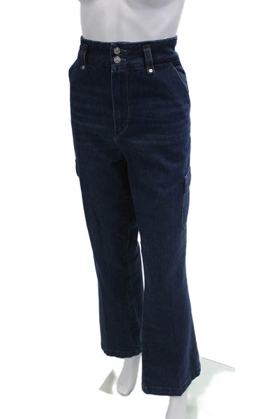 Paige Womens Dion Cargo Wide Leg Gracie Lou Jeans Blue Cotton Size 32