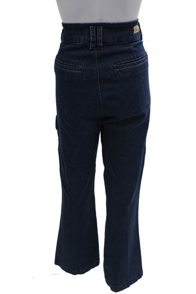Paige Womens Dion Cargo Wide Leg Gracie Lou Jeans Blue Cotton Size 32