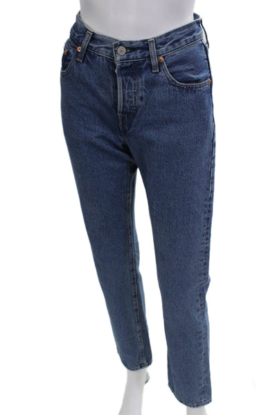 Levis Womens Cotton Zip Button Straight Leg Denim Jeans Blue Size EUR 23