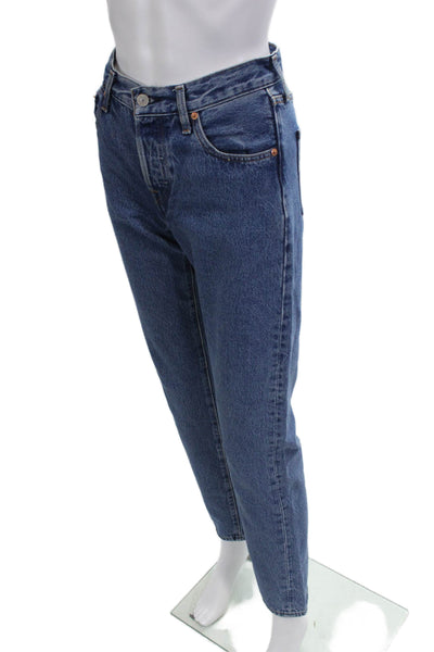 Levis Womens Cotton Zip Button Straight Leg Denim Jeans Blue Size EUR 23