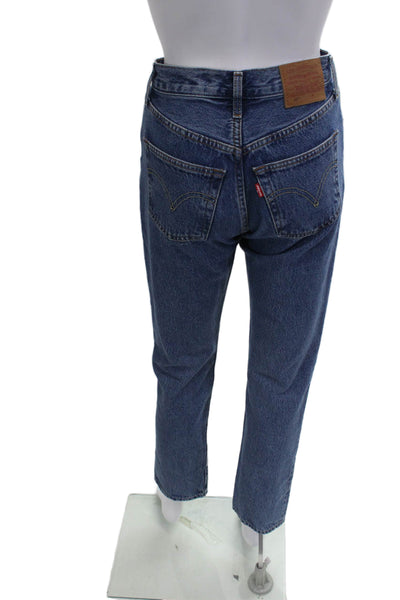 Levis Womens Cotton Zip Button Straight Leg Denim Jeans Blue Size EUR 23